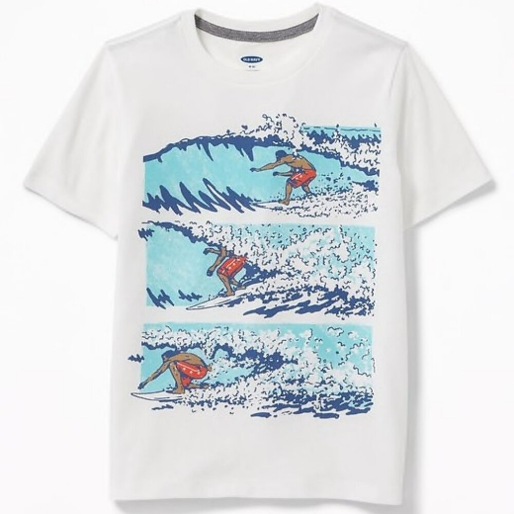 Relaxed Surfer Graphic Crew-Neck Tee